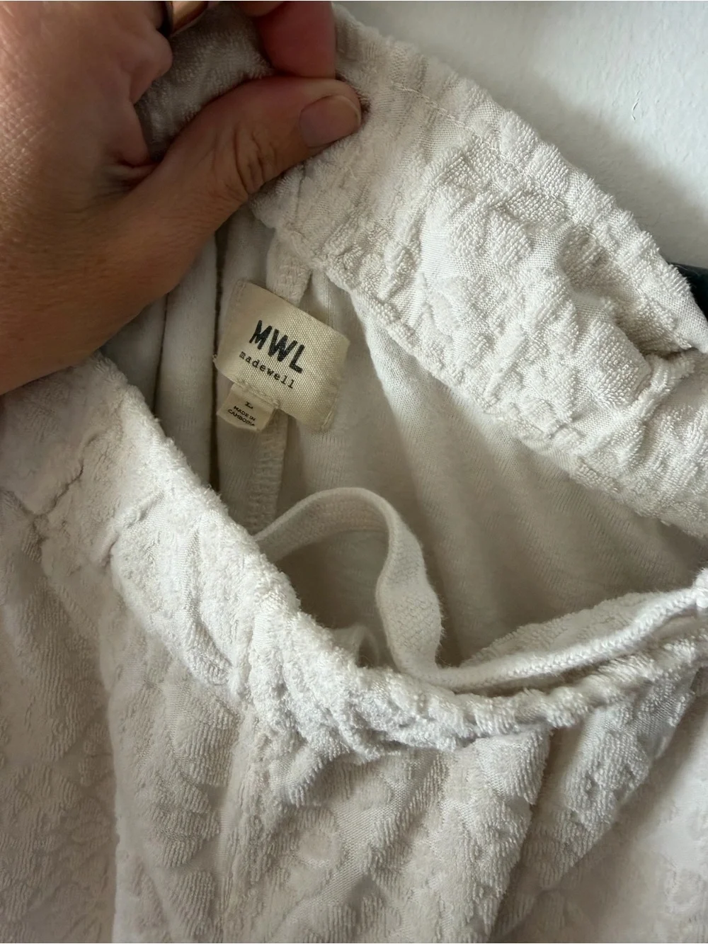 Madewell terry towel Quilted Cream Drawstring Waist Shorts